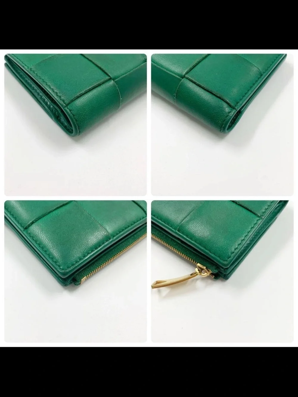 Bottega Veneta Emerald Green Intrecciato Coin Wallet with Zip
